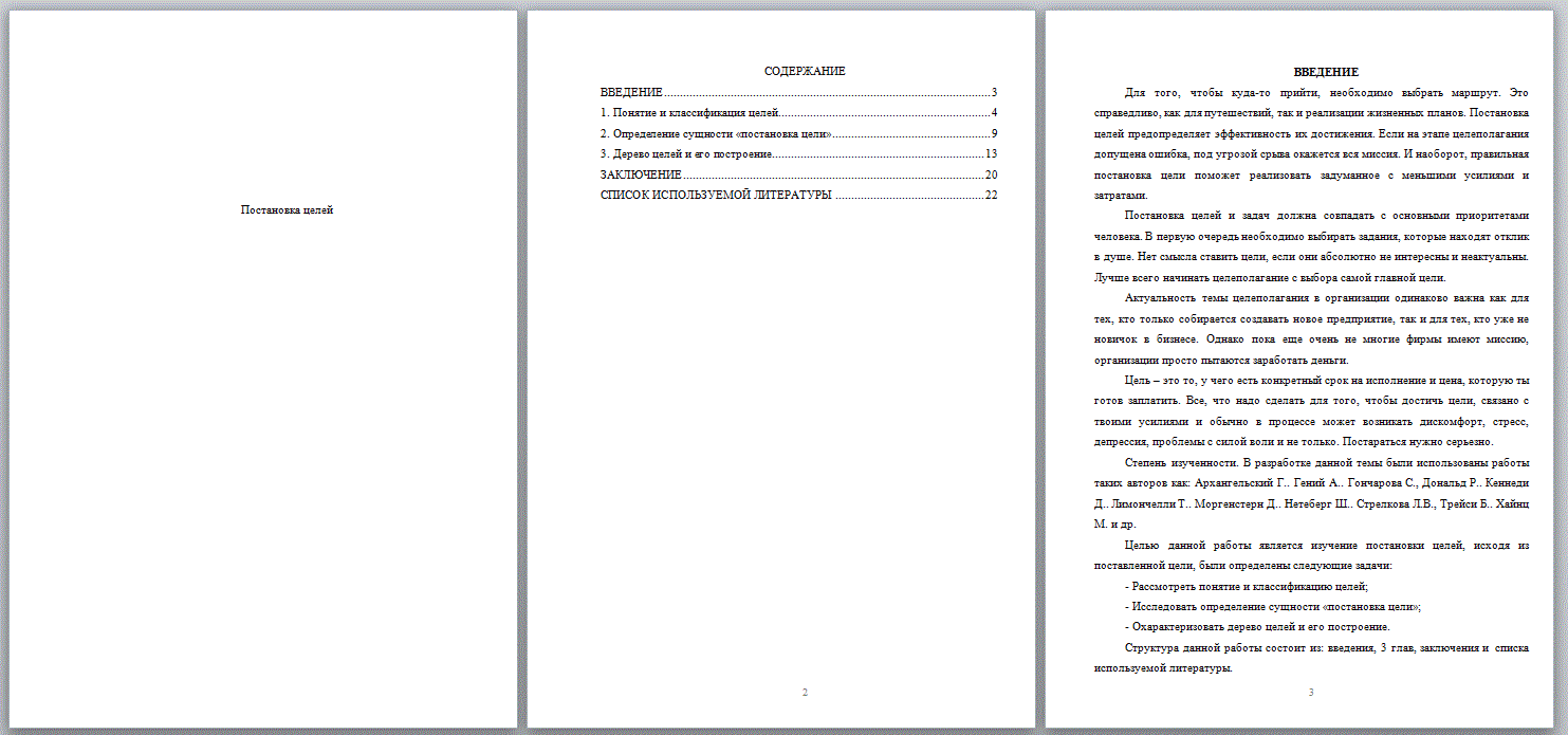 Постановка целей (Реферат) - ТопКурсовик - курсовые, рефераты на заказ,  готовые дипломные работы